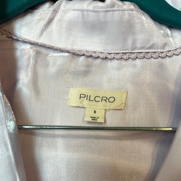 Pilcro Anthropologie Long Sleeve Lilac Popover Blouse Medium Chic Shimmer - Picture 10 of 12